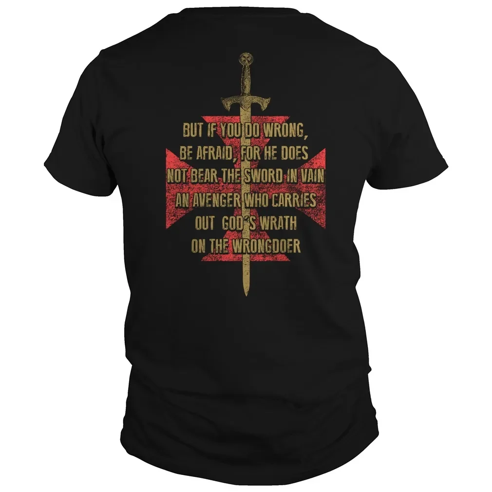 Knights Templar Cross Emblem Motto Printed T-Shirt 100% Cotton O-Neck Summer Short Sleeve Casual Mens T-shirt Size S-3XL