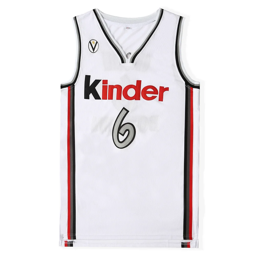 2024 Basketball jerseys Kinder 6 GINOBIL Sewing embroidery Outdoor sportswear Hip hop white Sweat absorption breathable big size - Image 2