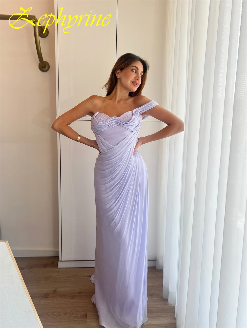 فستان سهرة أنيق مخصص بكتف واحد وفساتين حفلة موسيقية شيفون رائعة وفستان كوكتيل بدون أكمام