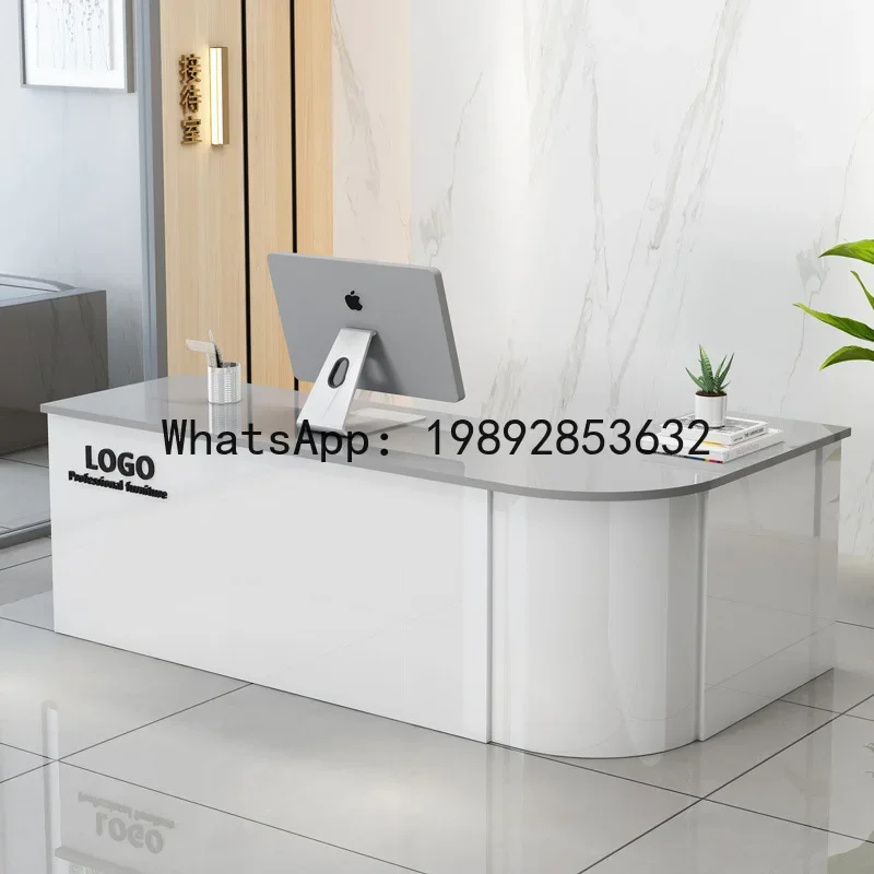 

a23 cashier counter clothing store front desk curved hair salon reception desk