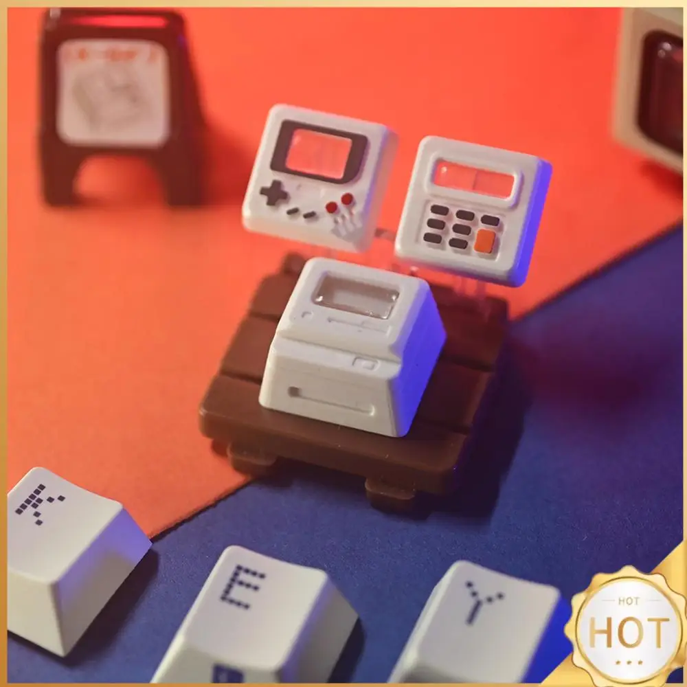 3 in 1 Cute Keyboard Keycap Cute Personality Retro Keyboard Key Cap Light-transmitting Replacement Parts for Mechanical Keyboard