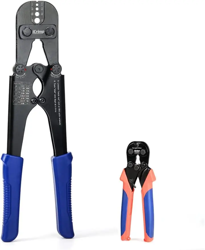 iCrimp Wire Rope Crimping Tool for Aluminum Crimping Loop Sleeve Two Barrel Ferrule Oval Sleeves, 3/64 in to 1/8 in