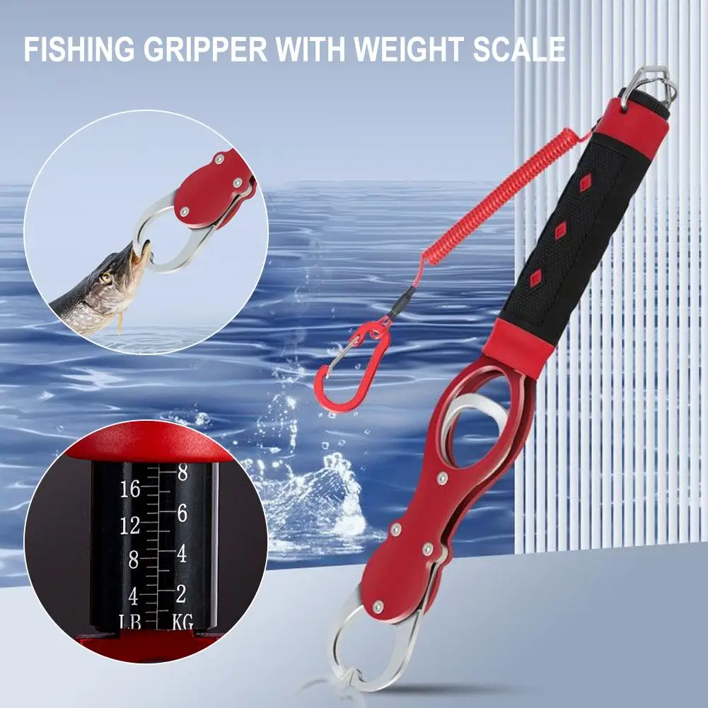 

Professional Aluminium Alloy Fishing Gripper With Weight Scale Portable Fish Catching Pliers Fishing Tackles Accessories