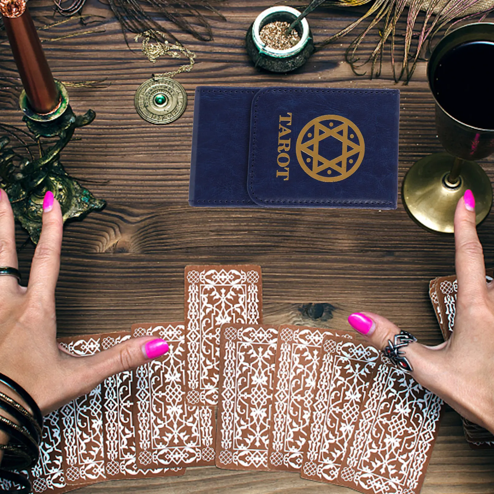 

Storage Box PU Tarot Container Card Games Organizer Case Dustproof Moisture Resistant Rectangular Box for Cards