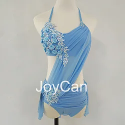 JoyCan Lyrical Dance Dress Blue Jazz Dance Costume Pole Dancing Clothes Girl Performance Training