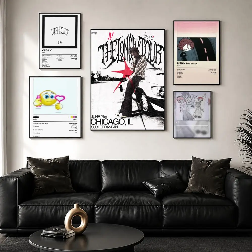 Musician Album B-Bunii Poster Decorative Wall Art Stickers Mural Photo Print for Home Living Room Hallway Decor