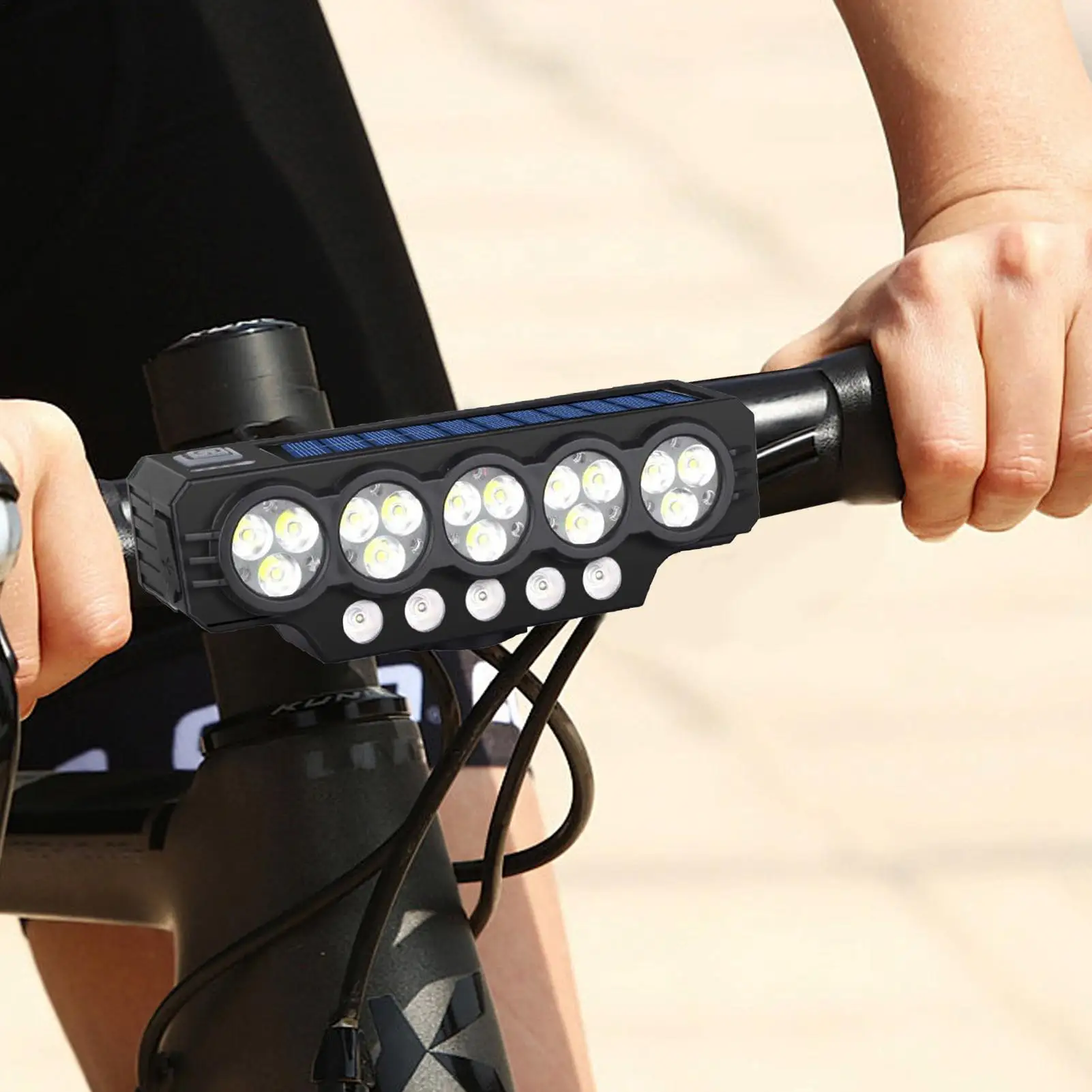 Front Bike Light Solar Powered Bike Front Light USB Rechargeable Lamp Cycling Accessories For Men Women Road Mountain Urban
