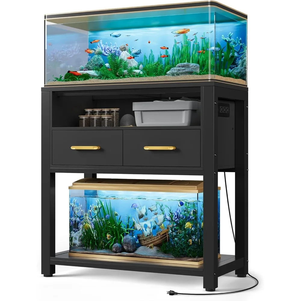 

20-29 Gallon Aquarium Stand with Stable Metal Frame & Power Outlet, Heavy-Duty Fish Tank Stand with Waterproof Mat, 550LBS