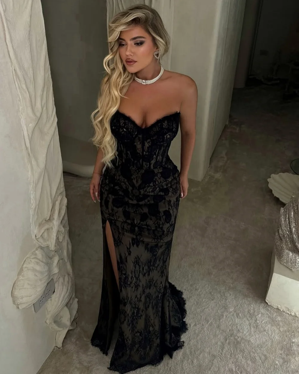 

Customized Modern Style Classic Lace Ruched Mermaid Sweetheart Long Dresses Bespoke Occasion Dresses Sizes Available Matching