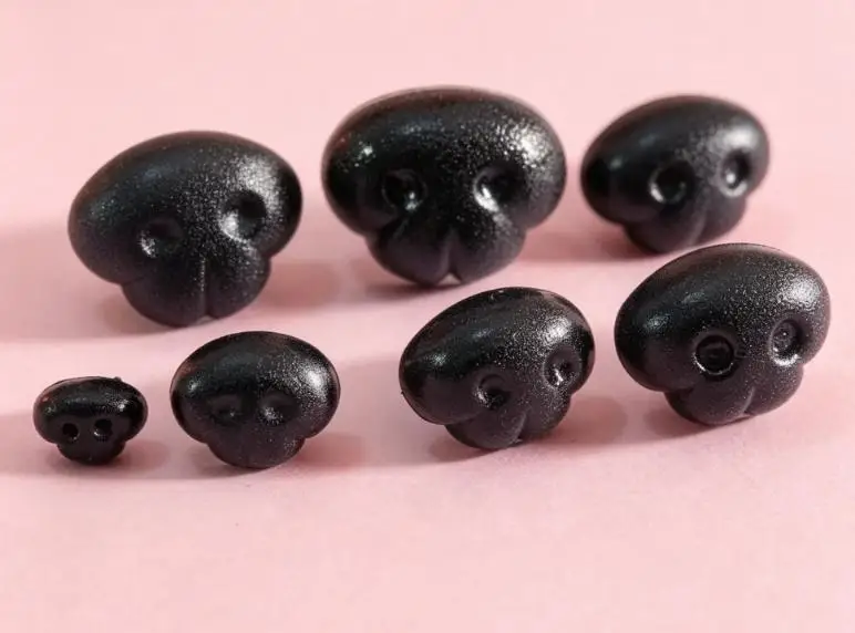 60 Stück schwarze Kunststoff-Sicherheitsnasen & harte Unterlegscheiben für Spielzeugtiere, Größen 7x10mm 8x11mm 12x15mm 14x18mm 15x20mm 17x22mm 18x24mm – Detail 1