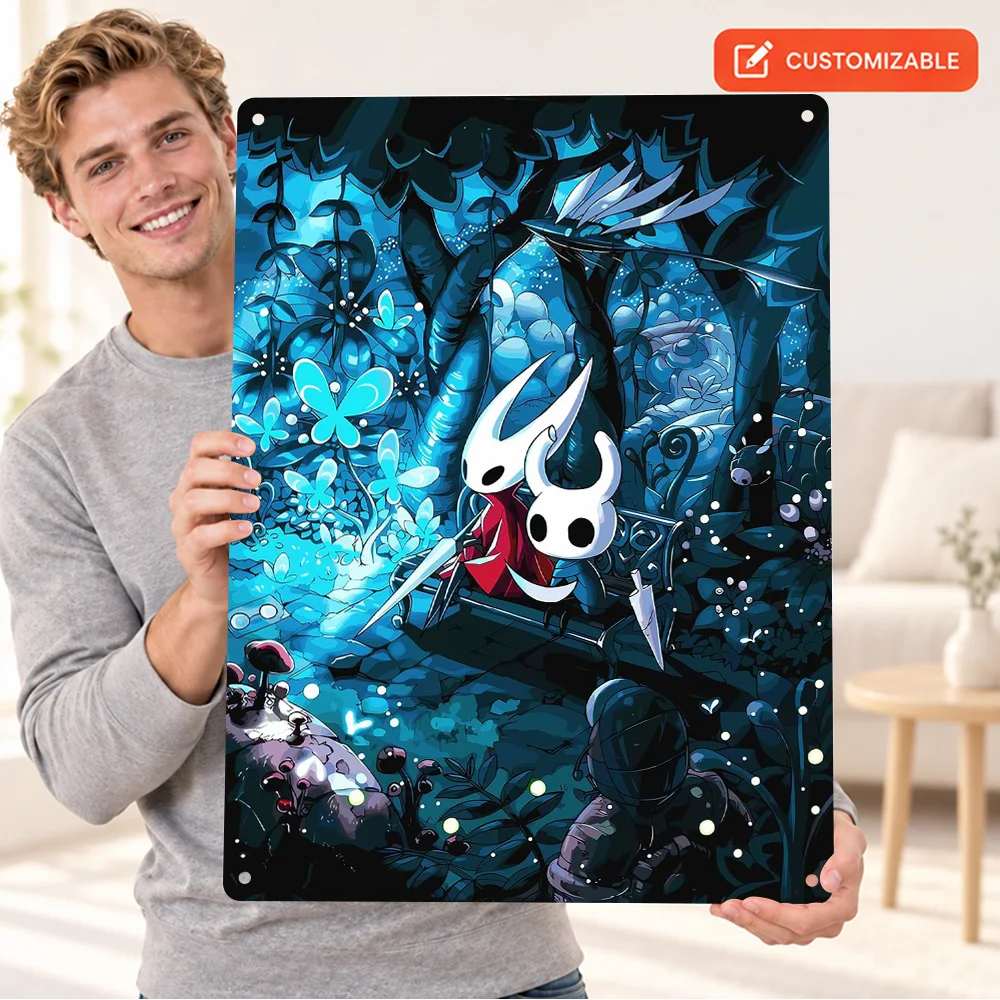 Hornet And The Knight Aluminum Poster Personalized Metal Sign Digital Illustration Wall Art For Gaming Room Housewarming Gift