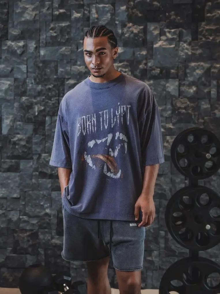 LYFT GYM T-Shirt Men Women Short Sleeve Cotton Tees Brand Washed T-shirt Retro American Sports Gym Tops Streetwear Mens Clothing