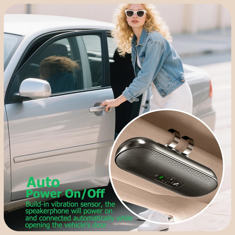 Bluetooth 5.4 Car Kit Freisprecheinrichtung 6W Freisprecheinrichtung Sonnenblende Lautsprecher MP3-Player Drahtloser Musikempfänger mit Sprachassistent – Detail 9