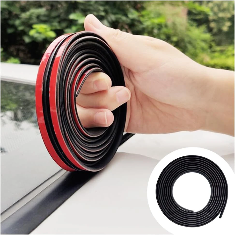 

Car Weather Stripping T-Shape Cuttable Car Windshield Trim Sunroof Seal with Self Adhesive Waterproof Rubber Edge Trim for Cars