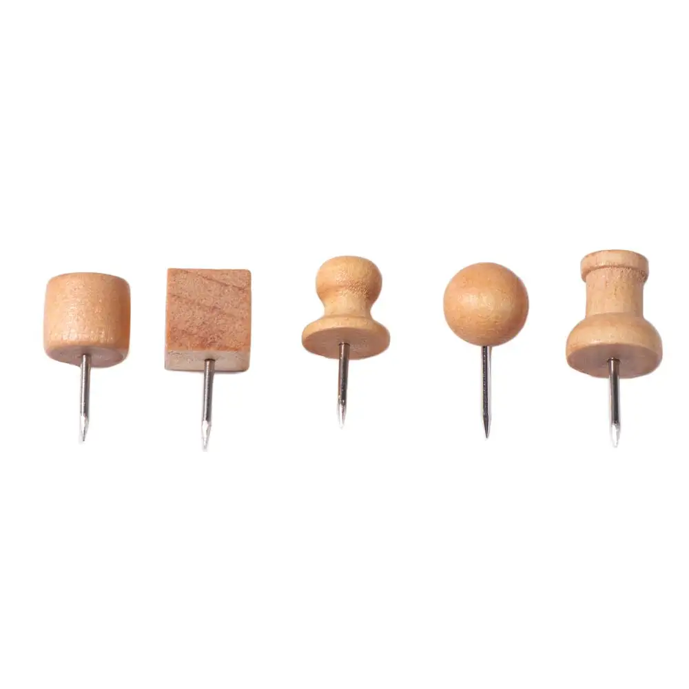 114Pcs Decorative Wood Push Pins Various Style with Storage Box Drawing Thumb Tacks Wooden Fixing Photos Cork Board Thumbtack