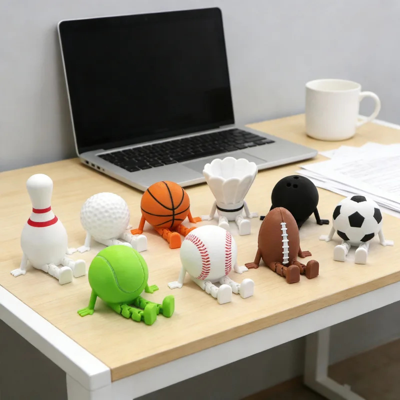 

Sports Ball Figurine Set, Soccer Basketball Bowling Mini Desk Decor Toys