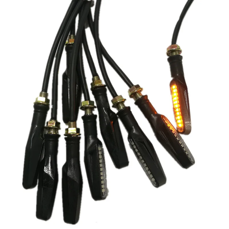 Motorcycle LED Turn Signal, Universal DRL, Amber Sequential Light, 12LED 10mm Tail Brake Light