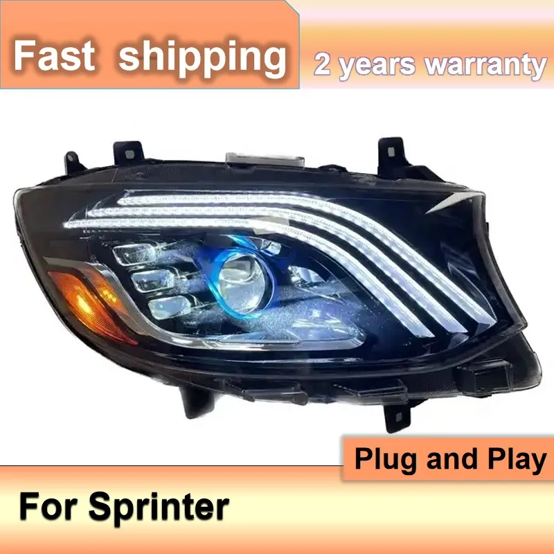 Car Accessories for Mercedes Sprinter Headlamp Set 2018-2022 Benz Sprinter Headlight DRL Turn Signal High Beam Projector Lens