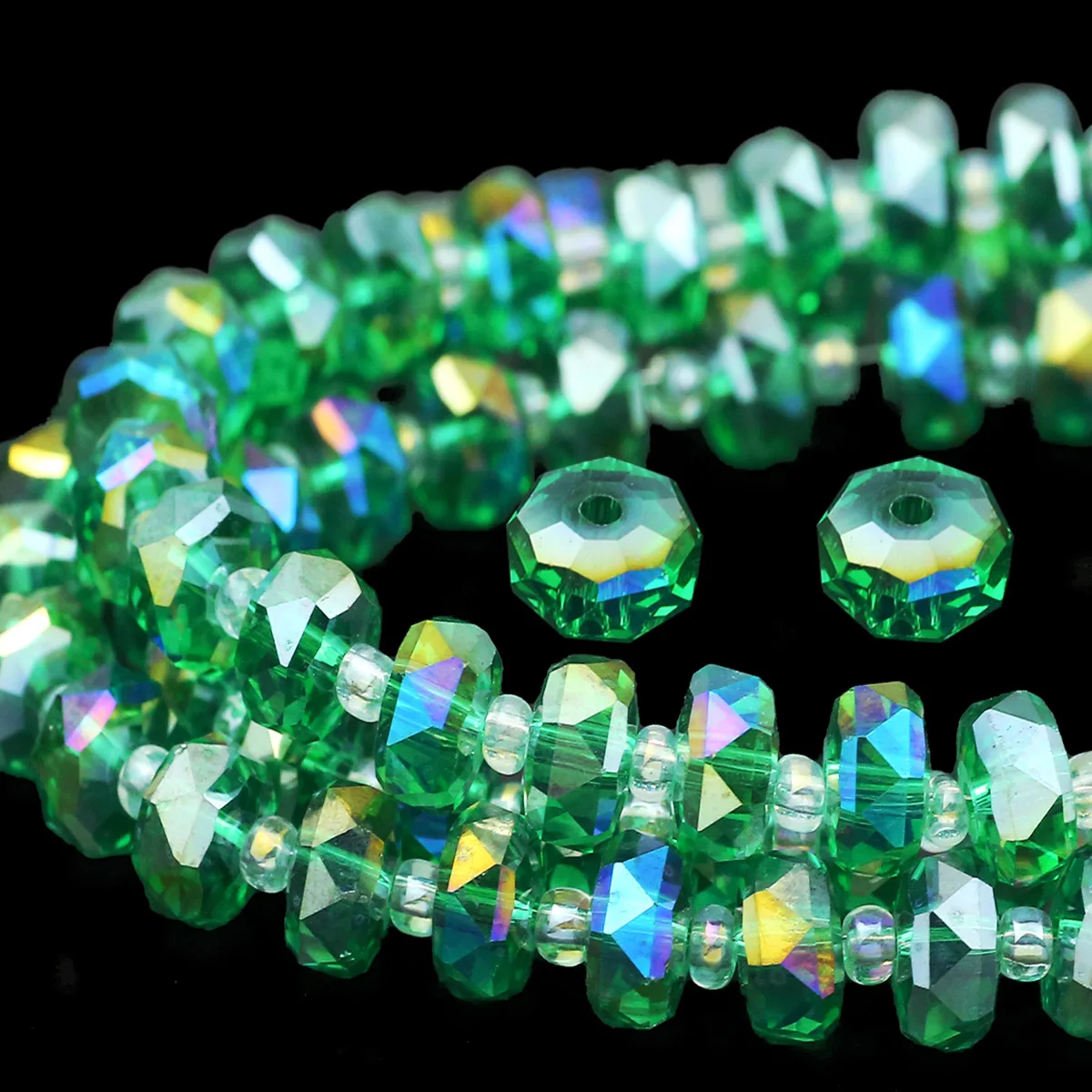 Perles d'espacement rondes et plates en verre de cristal autrichien, 6/8mm, en forme de roue, pour la fabrication de bijoux, Bracelet et collier à faire soi-même