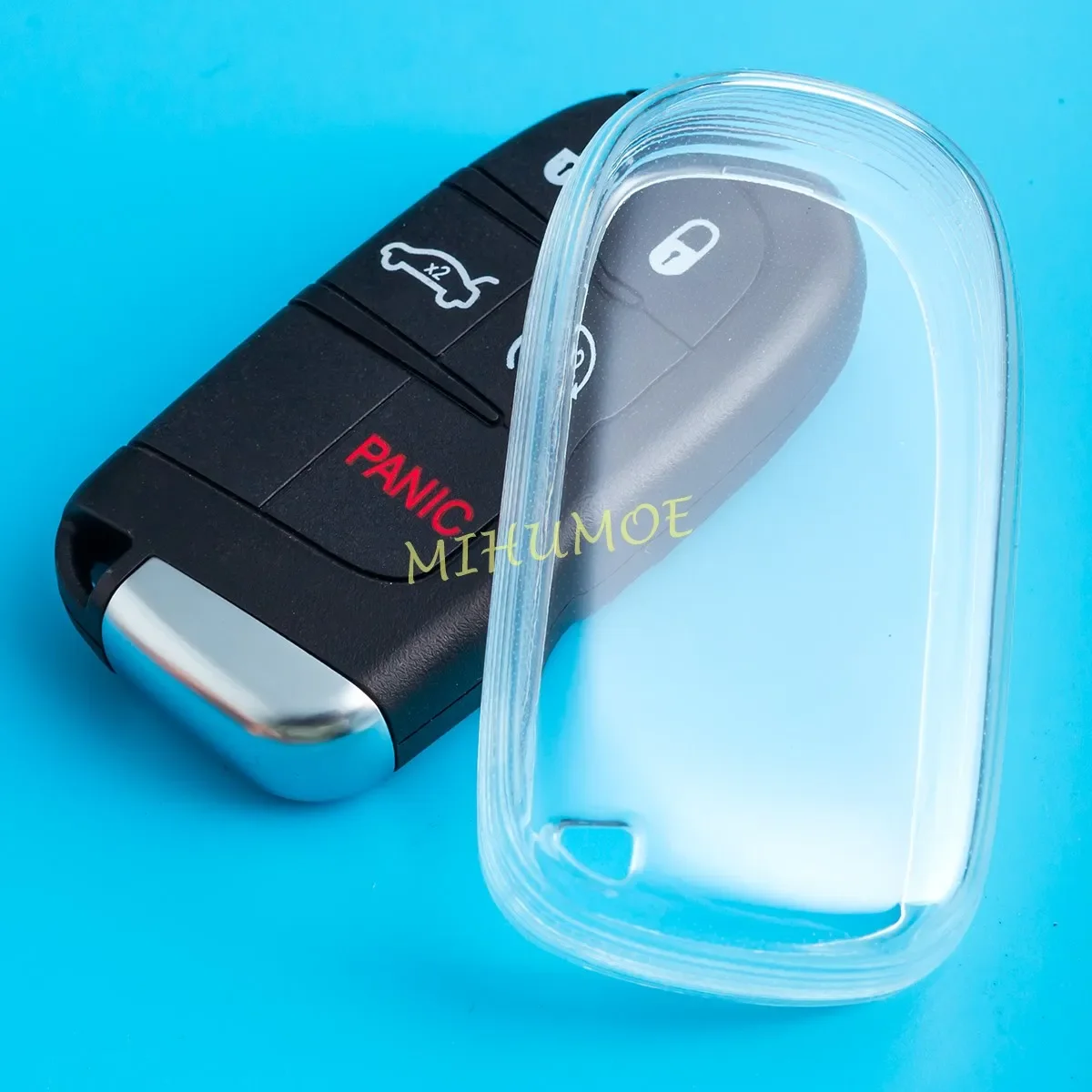 For Jeep Grand Cherokee Renegade Compass Dodge Charger Durango Fiat 500X Transparent Clear Car Key Fob Cover Case Accessories