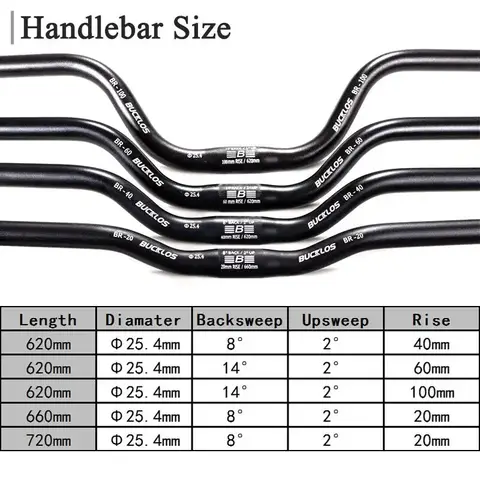 BUCKLOS 자전거 핸들 바 580/620/720/780MM MTB 핸들 바 31.8MM 25.4MM 자전거 제비 핸들 바 알루미늄 합금 자전거 라이저 바