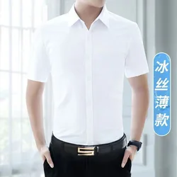 Shirt Men's Short Sleeve Summer Tooling White Shirt Business Suit Professional Half Sleeve Black Inch Iron-free Wholesale Shirts