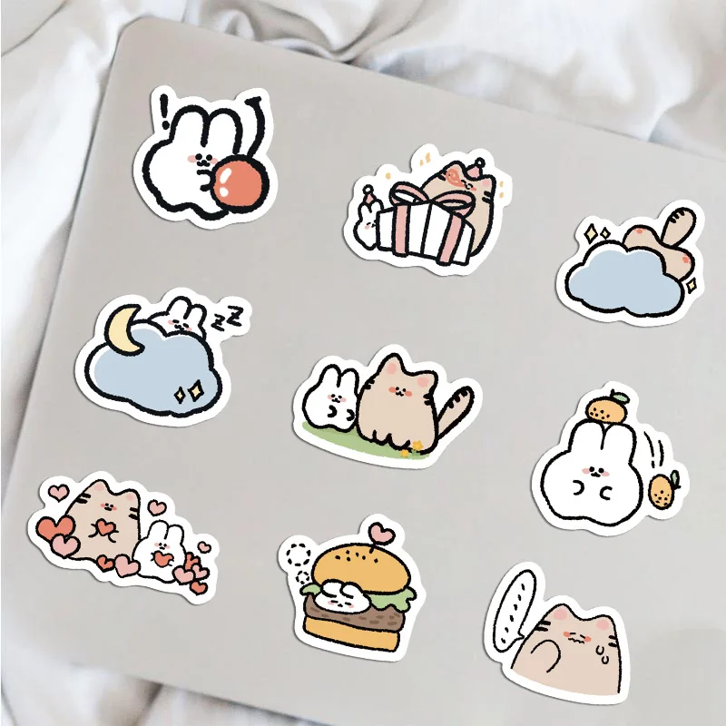 Lot de 10/30/60 Pièces d'Autocollants Imperméables en Forme de Lapin, Stickers Décoratifs pour Bagages, Tasse, Ordinateur Portable, Téléphone, Skateboard, Scrapbooking