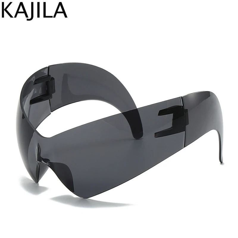 

Oversized Y2K Punk Shield Sunglasses Women 2025 Fashion Retro 2000's Wrap Around Eyewear Rimless Sun Glasses For Ladies Goggle