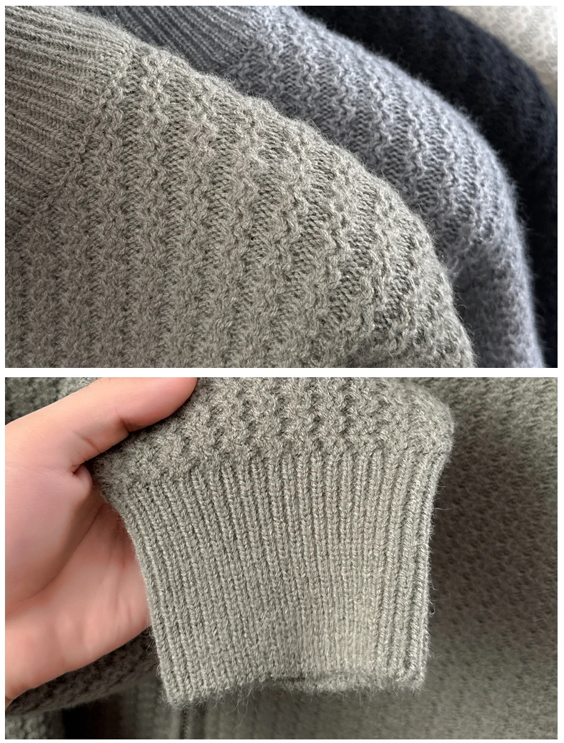Hochwertiger Herbst-Winter Strick-Cardigan Designer-Neuheit Schlichter Lässiger Herren-Reißverschluss-Pullover mit Stehkragen Klassischer Jacquard Trendiger Sweater-Mantel – Detail 23