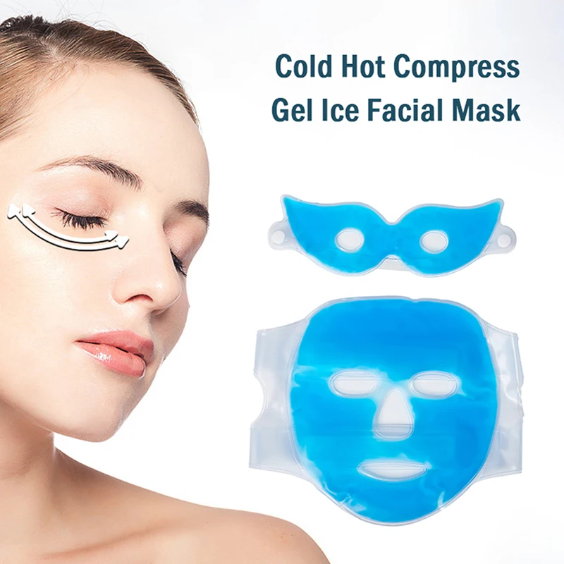 1PC Cold Hot Compress Gel Ice Facial Mask With Gel Beads Reduce Eye Puffiness Relief Face Puffiness Sleeping Travel Therapeutic