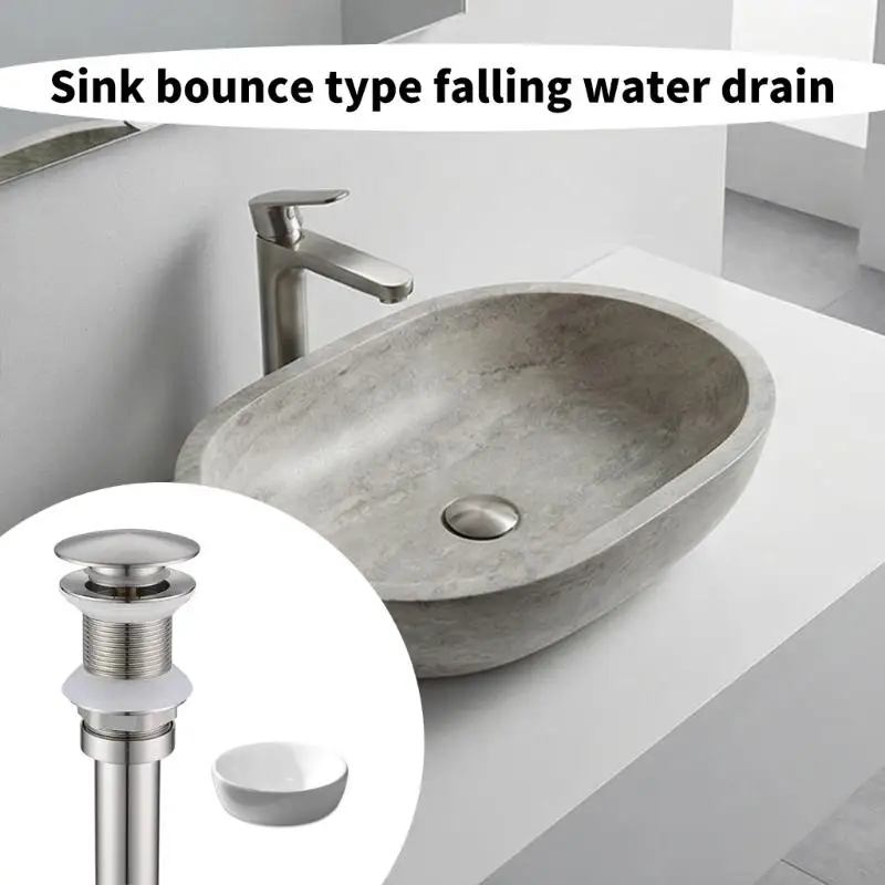 

Bathroom Basins Sink Bounce Type Drain Waste Stopper Button Sink Plug with Pipe Bath Drain Stopper Faucet Accessories M4YD