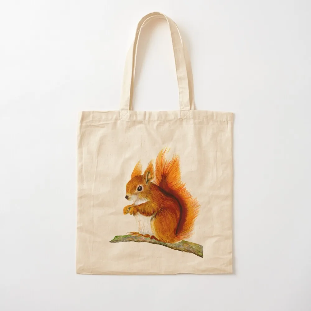 Red Squirrel Animal Watercolor Painting Wildlife Artwork Tote Bag Customizable tote bag women bag custom canvas