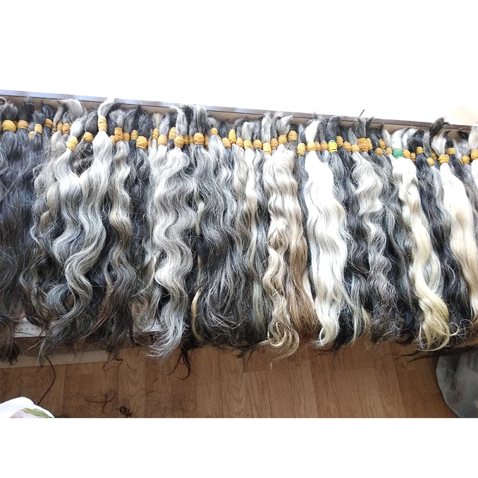 Grey Natural Human Virgin Hair Grey Single Donor Hair 100%Vietnamese human hair Wholesale human hair extensions without tracks