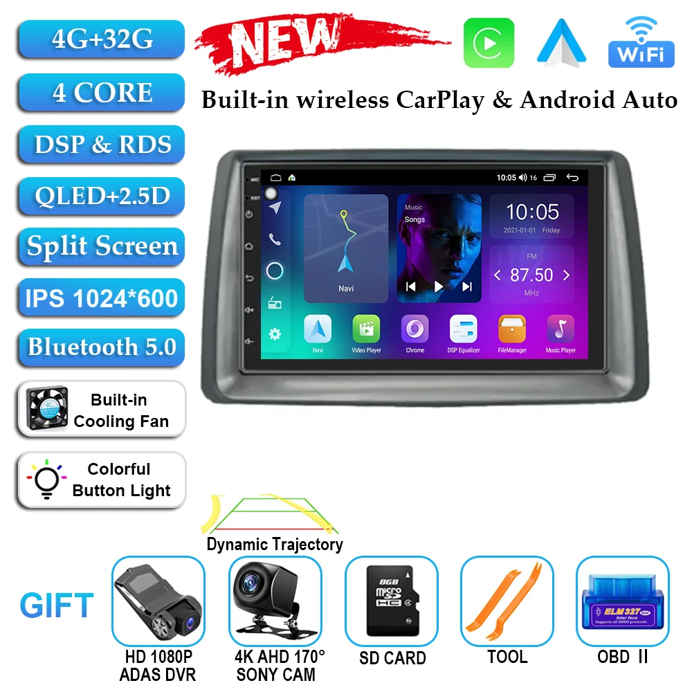 7 "Autoradio Android 14 Voor FIAT Panda 2003 2004 2005 2006 2007 -2012 Stereo Multimedia Speler navigatie Autoradio Carplay Auto