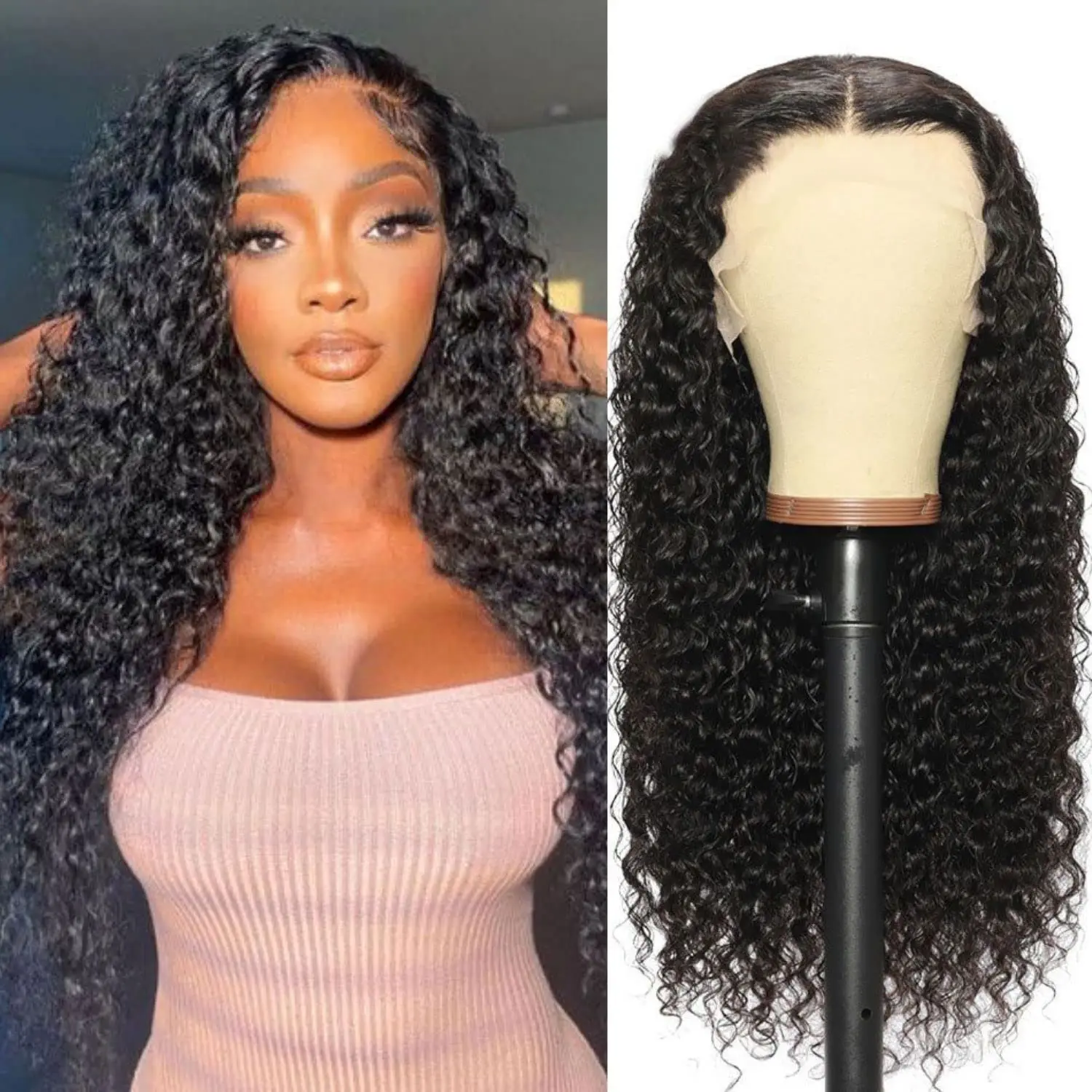 Water Wave Lace Front Wigs Human Hair 13x4 HD Transparent Curly Lace Frontal Wigs for Black Women Glueless Curly Lace Front Wigs