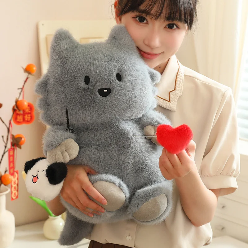 40cm Funny Animals Plush Toy Can Pull Out Thin Wires Creative Doll Cat Wolf Bear Soft Stuffed Animals Accompany Toy Kids Gift