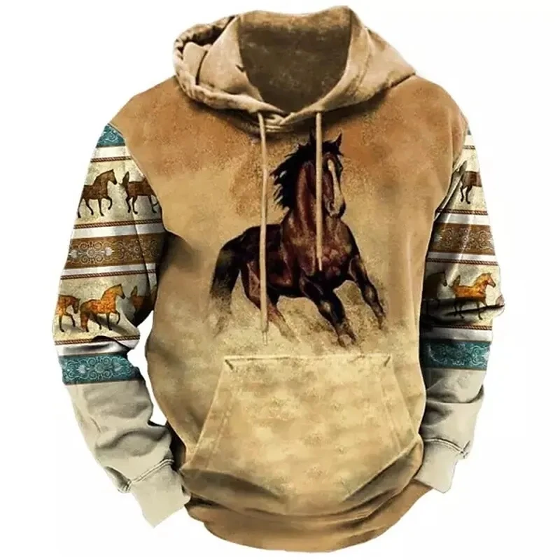 Spring and autumn men's hoodie casual denim long sleeve autumn fashion sweatshirt 3d printed hooded holiday plus size loose