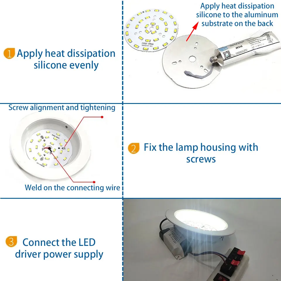 Imagem -05 - Painel de Lâmpada Led com Fio para Downlight Lâmpada Spotlight Chip Smd5730 3w 5w 7w 9w 12w 15w 18w 24w 36w