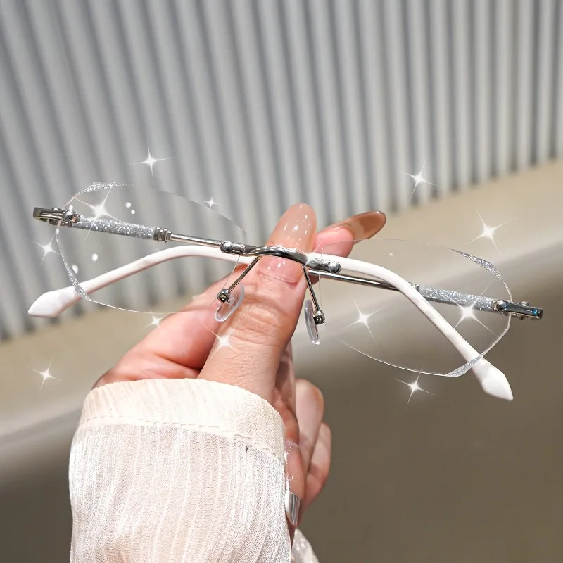 Anti-Blaulicht-Lesebrille für Damen, rahmenlos, hochauflösend, Vintage-Stil, ultraleicht, hochwertige Brille – Detail 4
