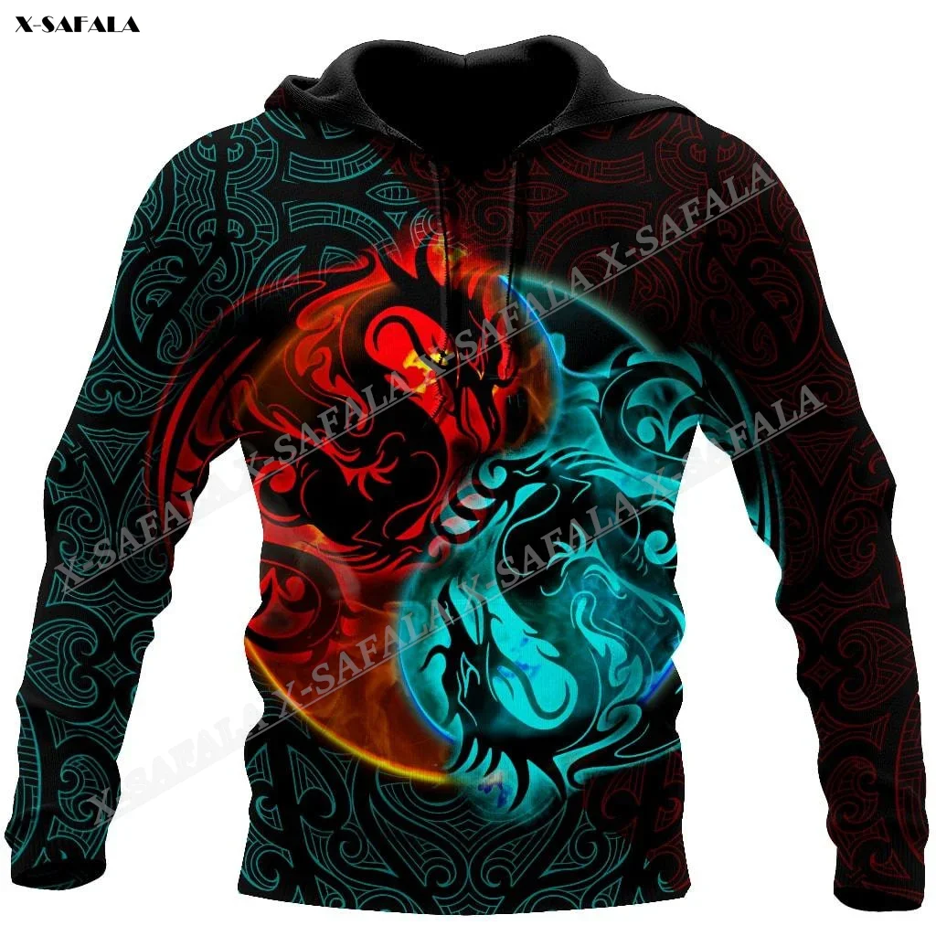 China Japan Drachen Yin Yang Geschenk Tattoo 3D-Druck Hoodie Mann Harajuku Outwear Pullover Sweatshirt lässig Unisex Jacke Trainings anzug