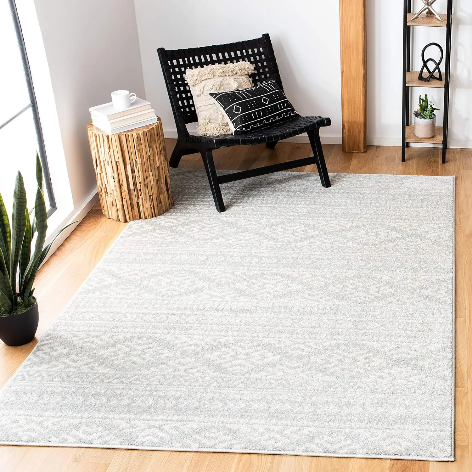 

Tulum Collection Accent Rug - 3' X 5', Light Grey & Ivory, Moroccan Boho Tribal Design, Non-Shedding & Easy Care, I For High