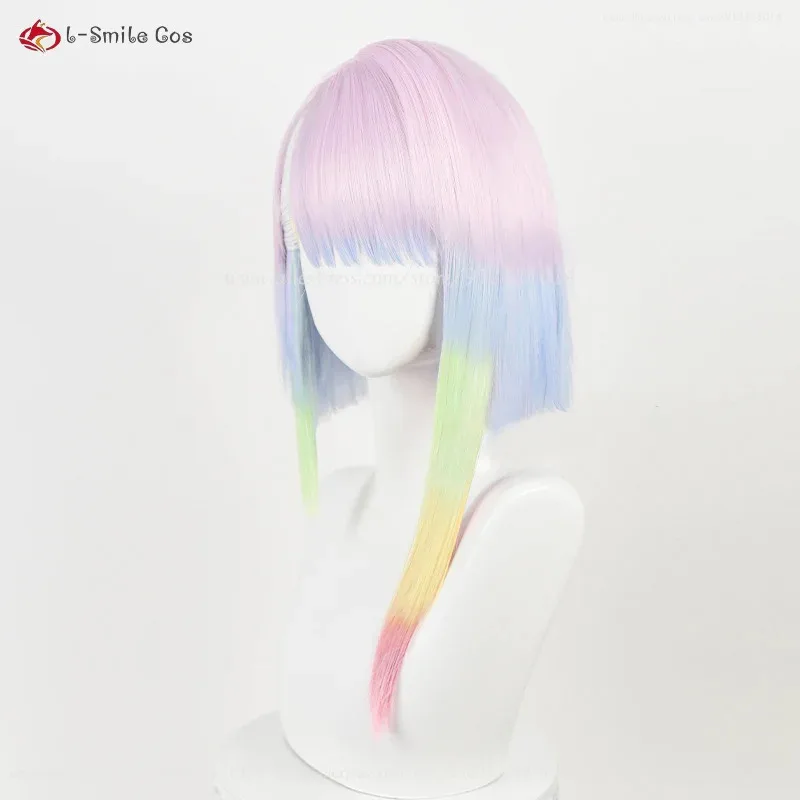 2025 45cm Short Cosplay Lucy Gradient/Dyeing Color Heat Resistant Synthetic Hair Women Halloween Party Rebecca Wig