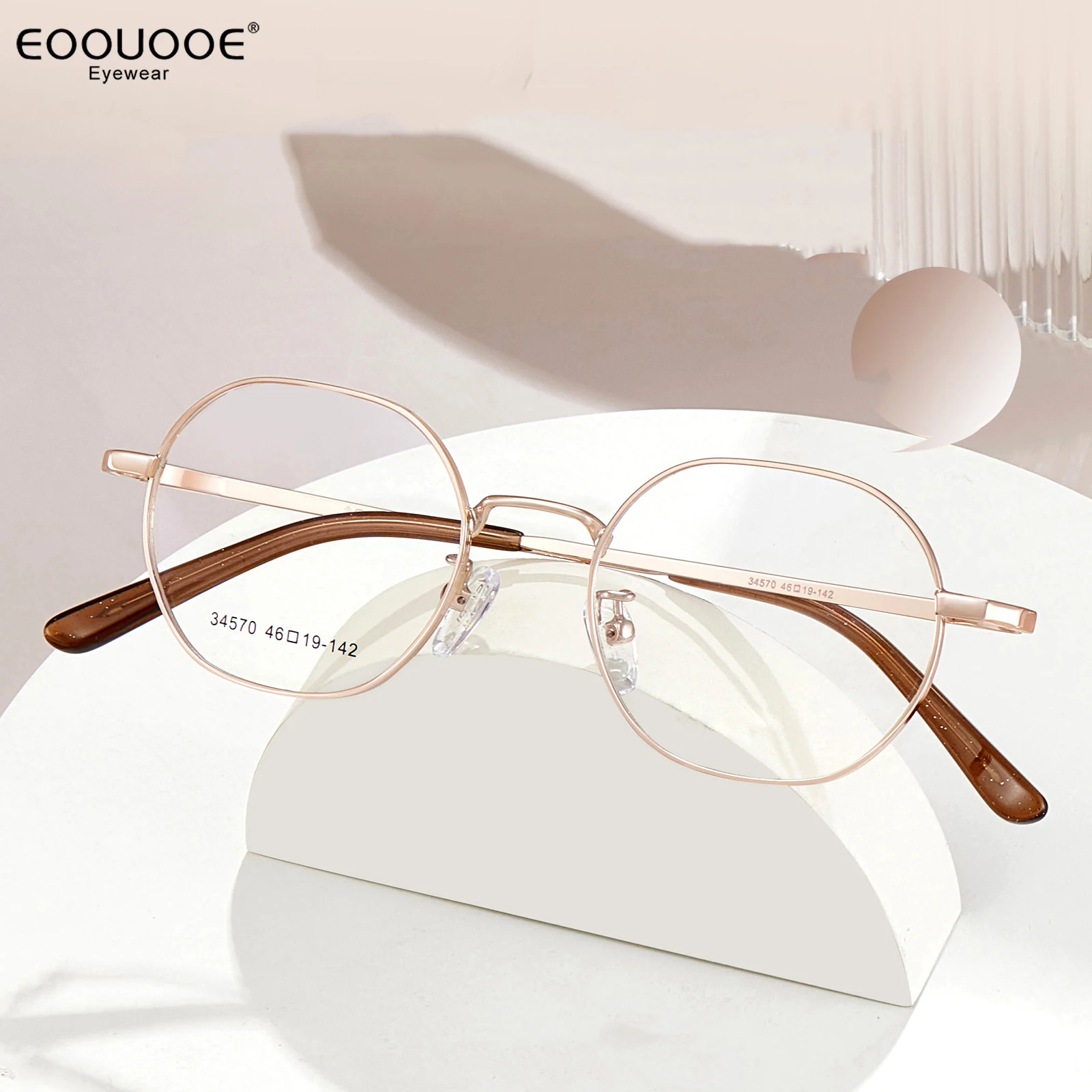 

46mm Girl's Women's Glasses Frame Metal Optical Eyewear Prescription Lenses Myopia Hyperopia Reading Ultralight Glasses