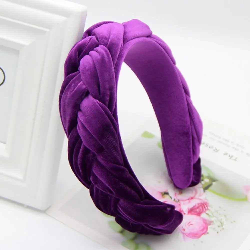 Soft Velvet Hair Accessories Vintage Solid Color Women Headband Sponge Headwear Hair Band Autumn Winter Hairband