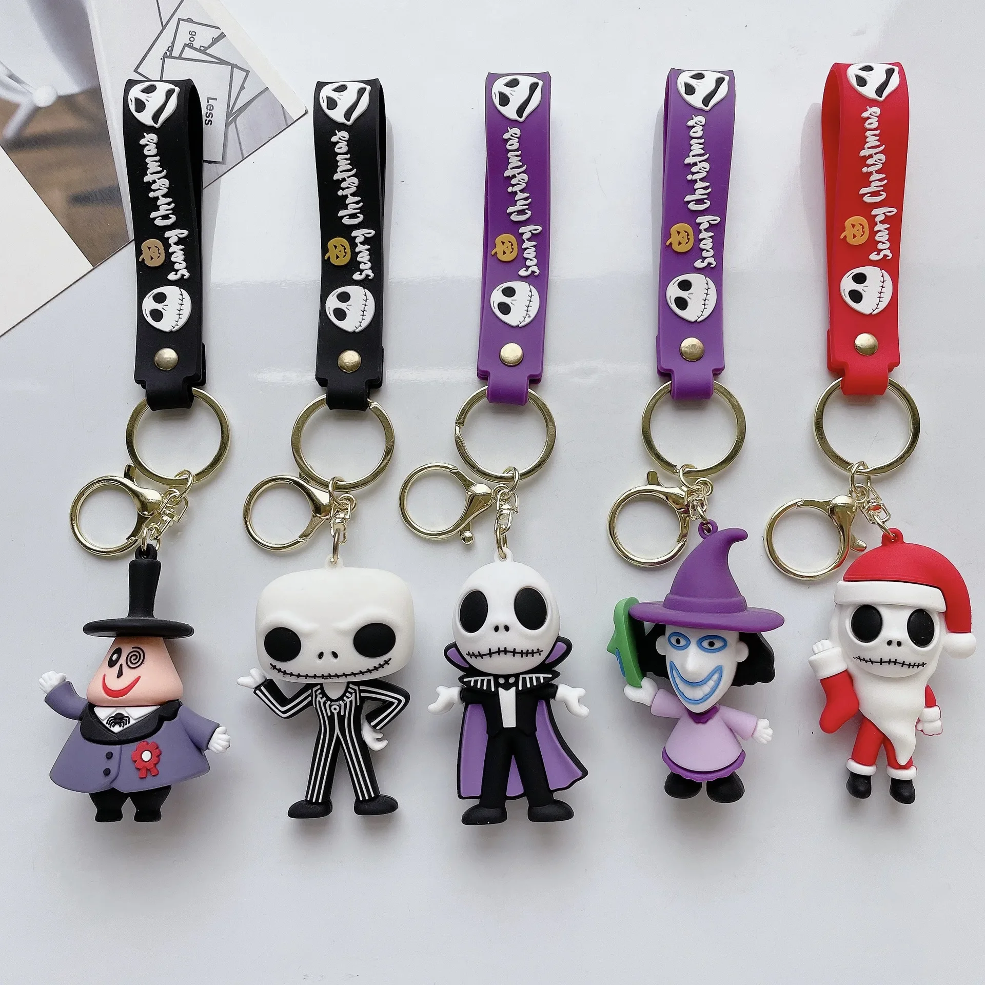 Disney The Nightmare Before Christmas Figure Pendant Keychain Cartoon Jack Sally Zero Oogie Boogie Keyring for Fans Keys Holder