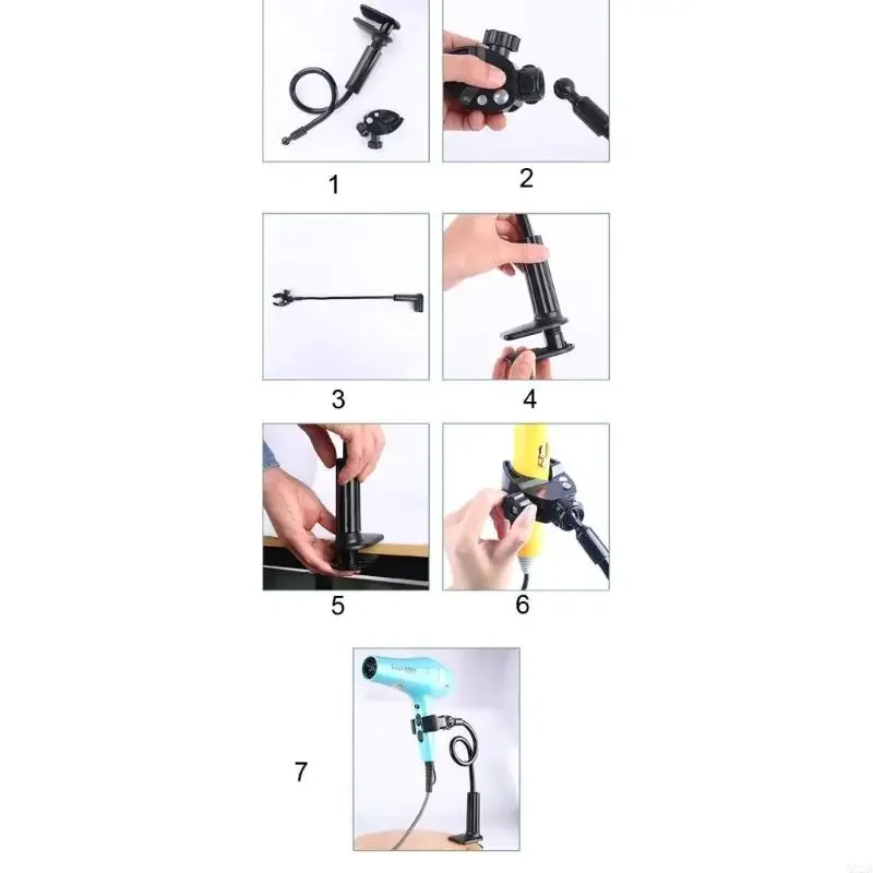 37ME Pet Grooming Table Hair Dryer Stand Dog Hair Dryer Holders Bending Blow Dryer Holders Table Clamps Dryer Stand Pet Suppl view 3