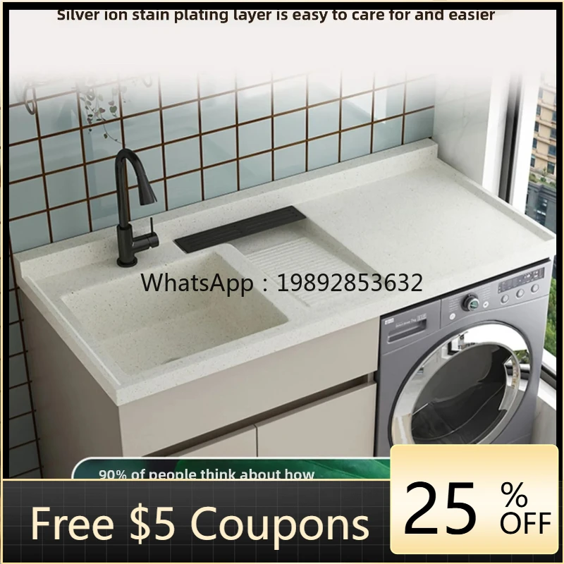 

balcony drum washing machine combination cabinet integrated laundry sink washbasin hand pool with rubbing board
