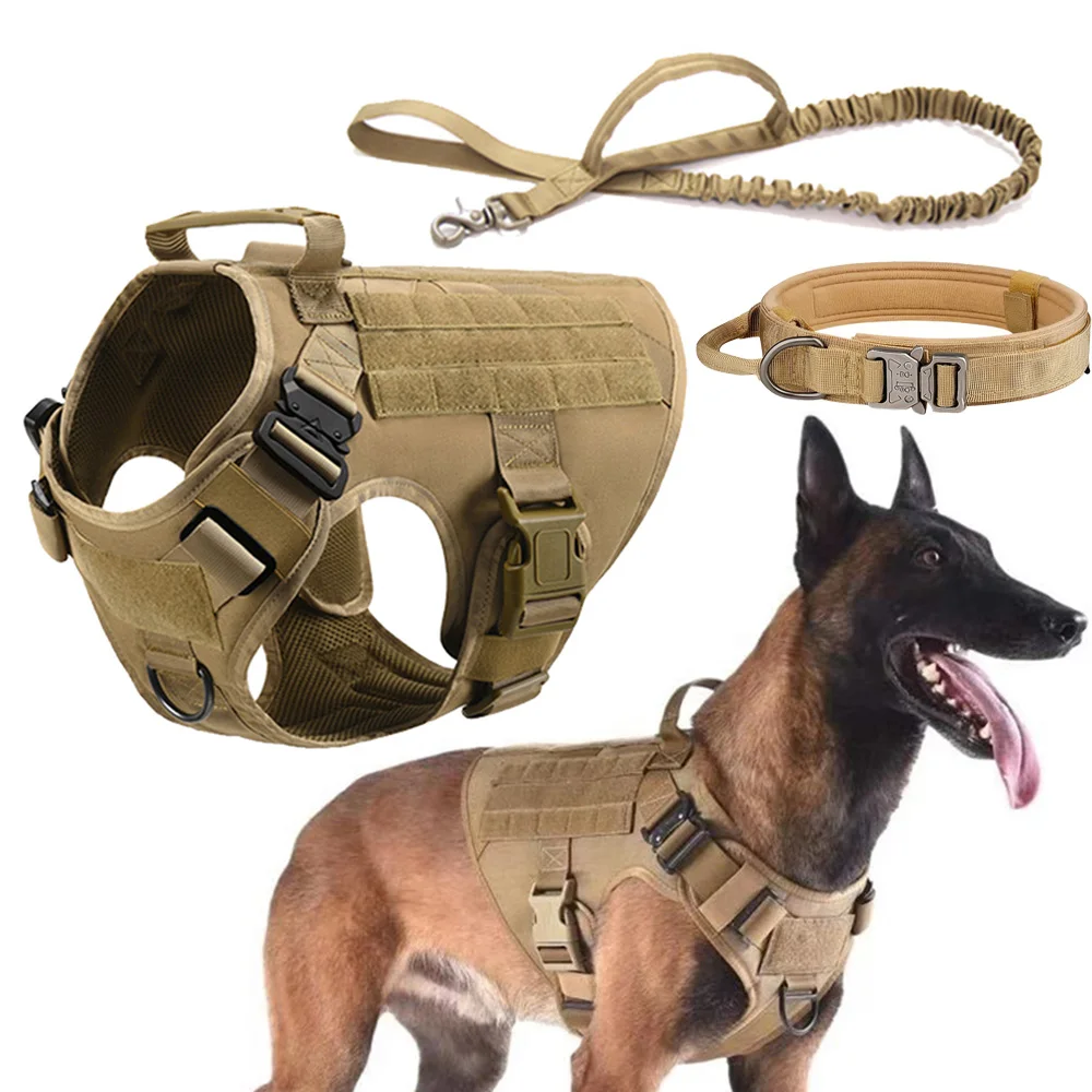 

Тактический комплект ремней для собак, нейлоновый жилет с поводком и воротником, всесезонный тренировочный ремень для пеших прогулок, приключений и активного отдыха