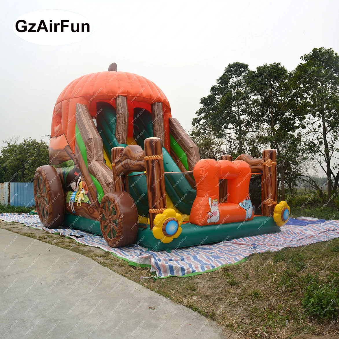 Custom Halloween Double Slide Inflatable Pumpkin Slide Bounce Playground Suitable for Kids Holiday Activities Easy to Set up