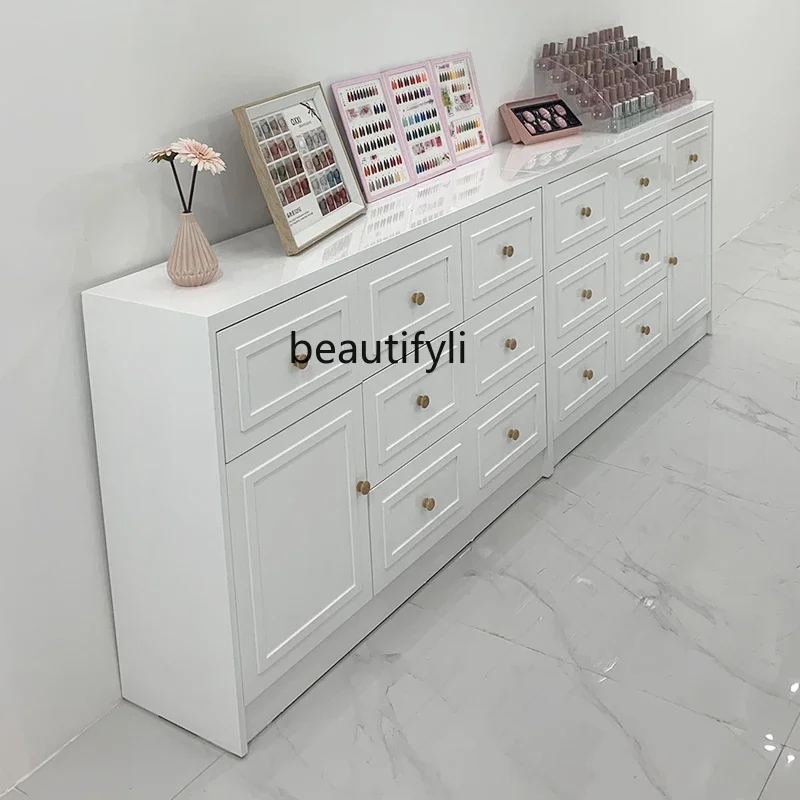 Nail Polish Low Locker Low Cabinet Storage Display Cabinet Floor Nail Salon Collection and Storage Nail Polish Glue Wall Cabinet